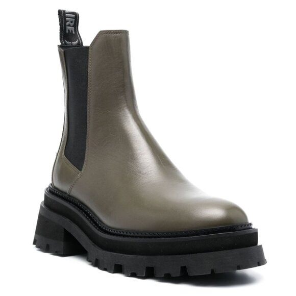 ZADIG & VOLTAIRE Womens Size 41 Khaki Olive Green Leather Pull On Chelsea Boots - Picture 2 of 3